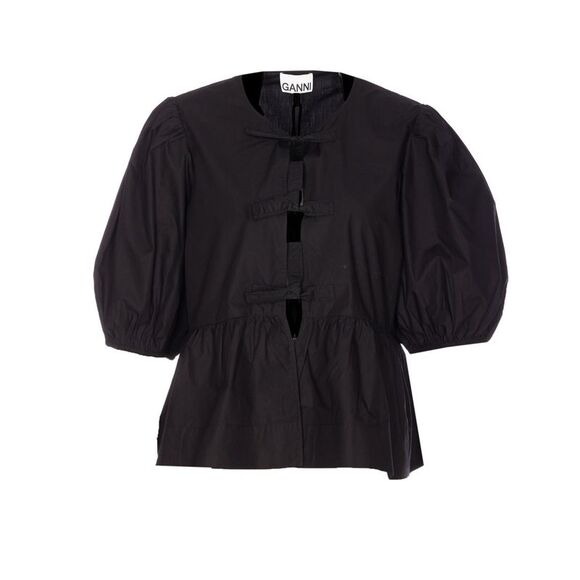 Ganni Sweaters - Ganni Women Peplum Tie Blouse